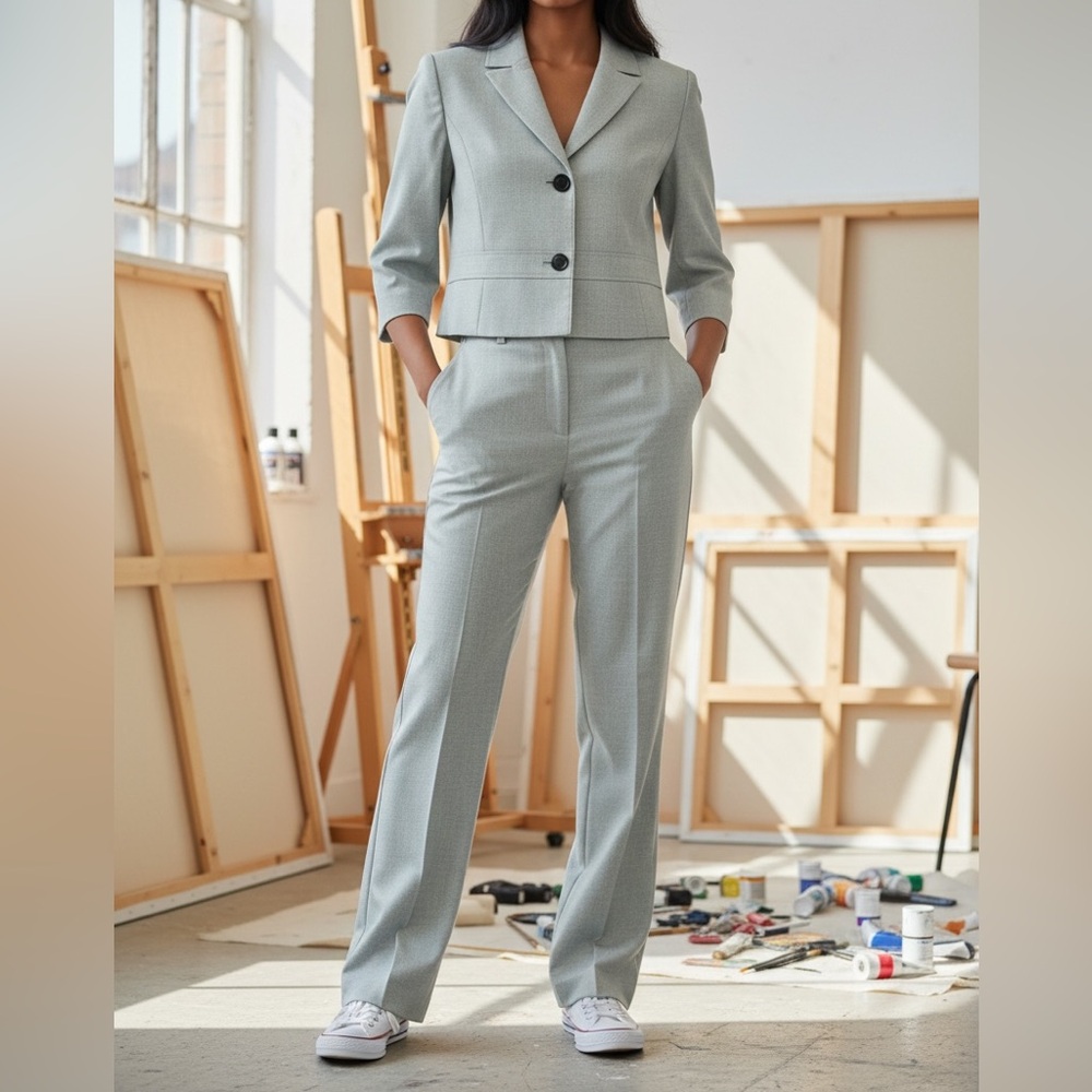 Le Suit Women's Light Gray Pantsuit